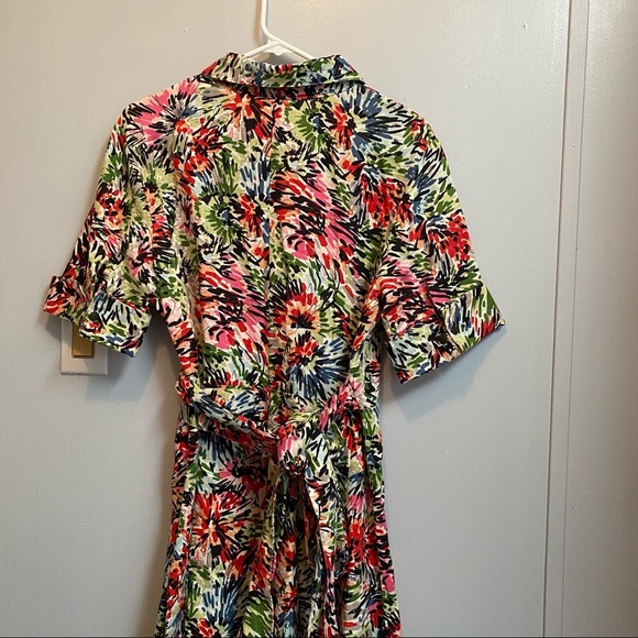 JG HOOK Linen Midi Colorful Floral Boho Dress Size 12 - Picture 7 of 12
